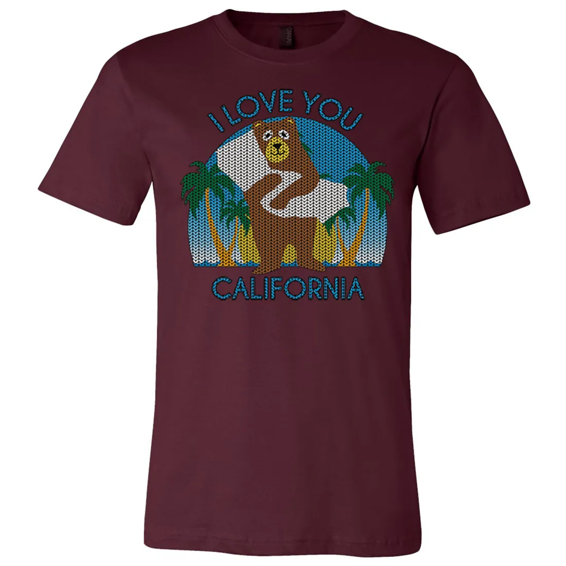 I Love You CA Knit Style Bear Asst Colors Mens Lightweight Fitted T-Shirt/tee