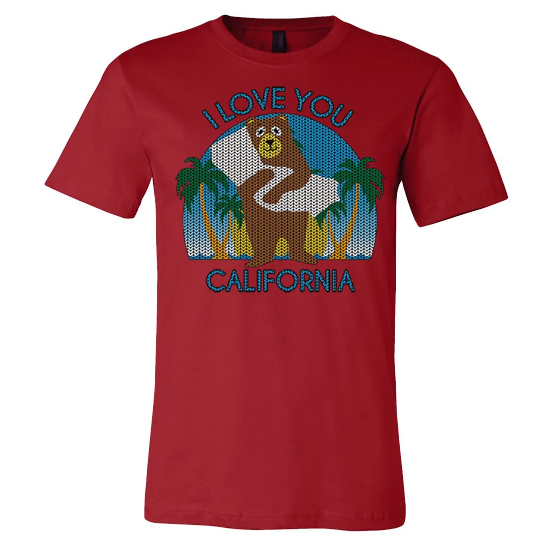 I Love You CA Knit Style Bear Asst Colors Mens Lightweight Fitted T-Shirt/tee