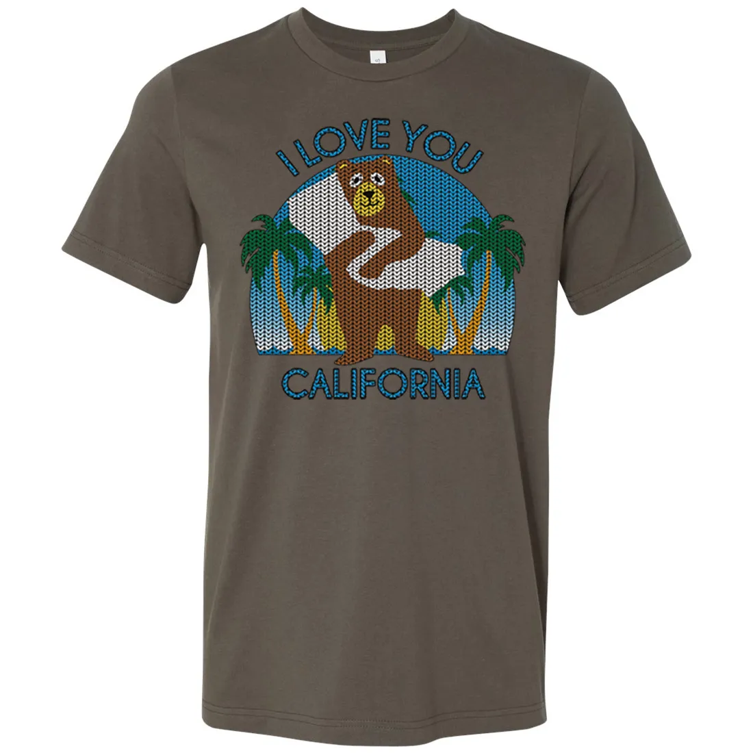 I Love You CA Knit Style Bear Asst Colors Mens Lightweight Fitted T-Shirt/tee
