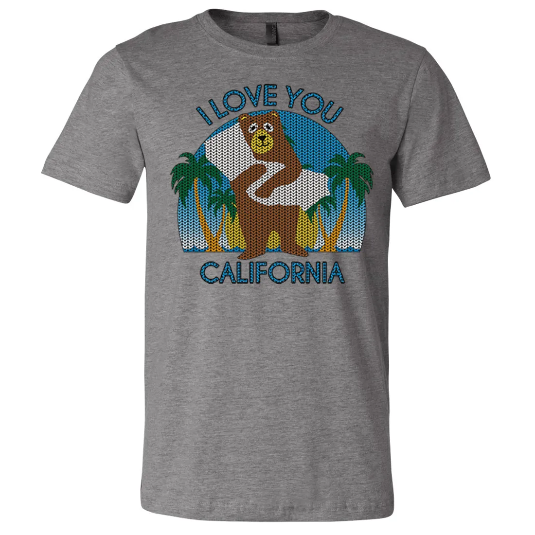 I Love You CA Knit Style Bear Asst Colors Mens Lightweight Fitted T-Shirt/tee