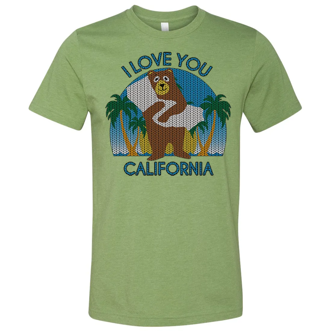 I Love You CA Knit Style Bear Asst Colors Mens Lightweight Fitted T-Shirt/tee