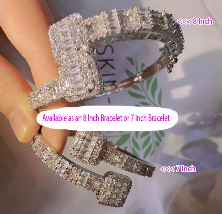 Iced Out Bracelet | Cuff Bracelet | Baguette Bracelet | Diamond Bangle