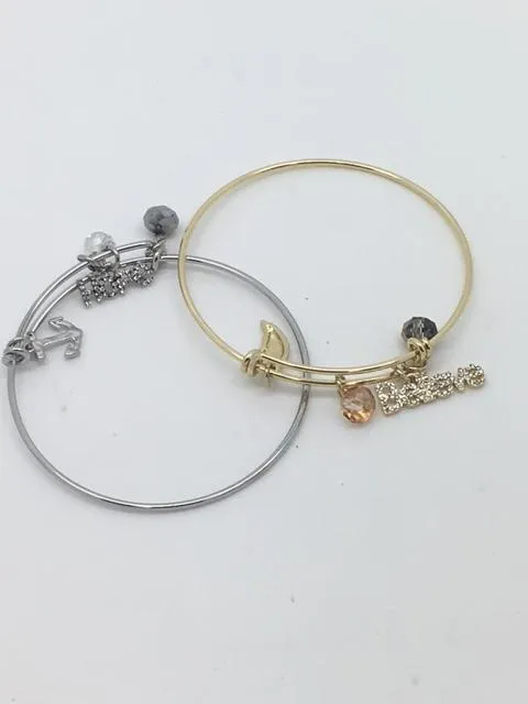 Inspirational Charm Bangle Bracelets (Gold or Silver)