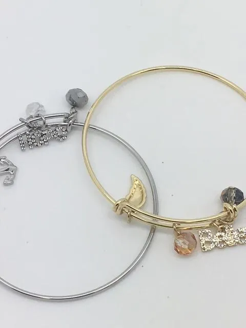Inspirational Charm Bangle Bracelets (Gold or Silver)