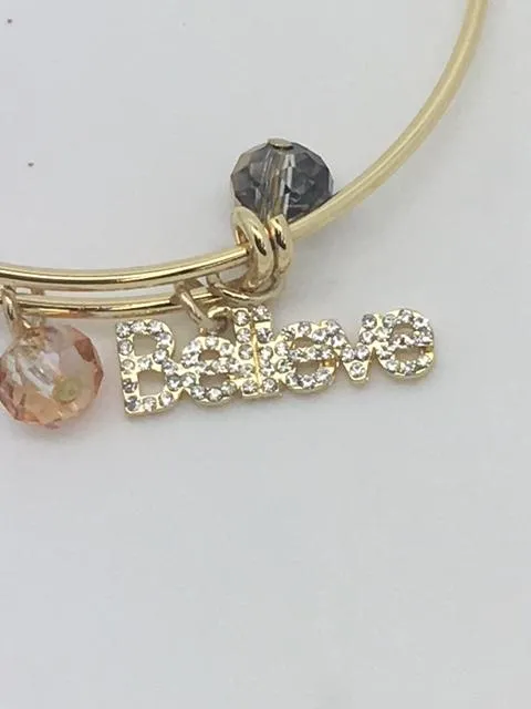 Inspirational Charm Bangle Bracelets (Gold or Silver)