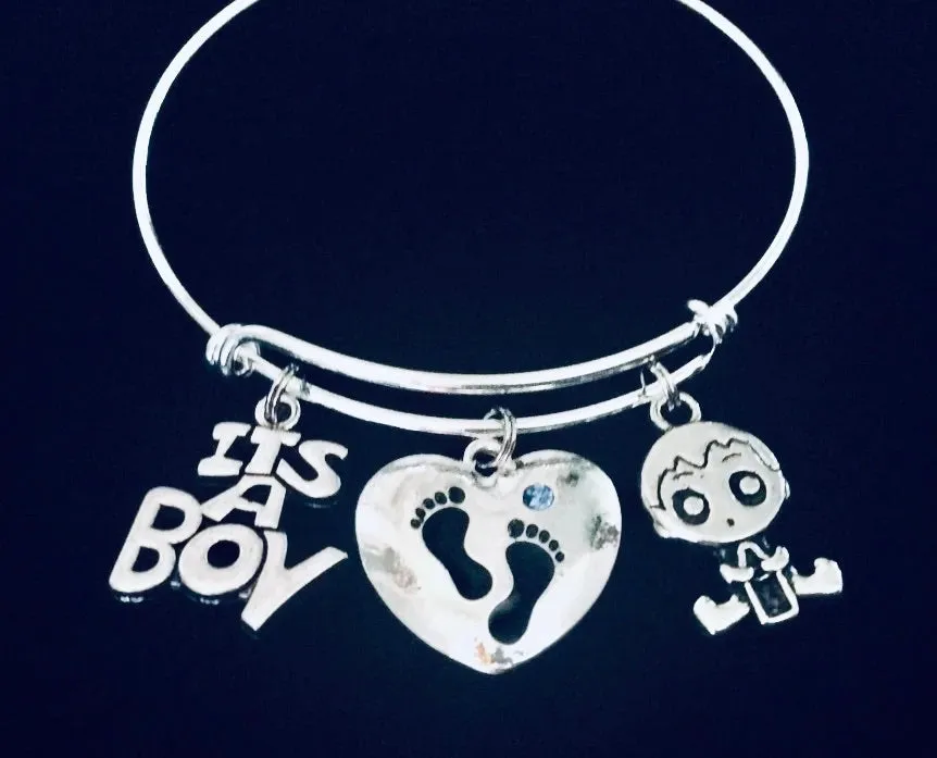It's a Boy New Baby Gift for New Mom Expandable Charm Bracelet Adjustable One Size Fits All