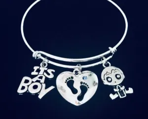 It's a Boy New Baby Gift for New Mom Expandable Charm Bracelet Adjustable One Size Fits All