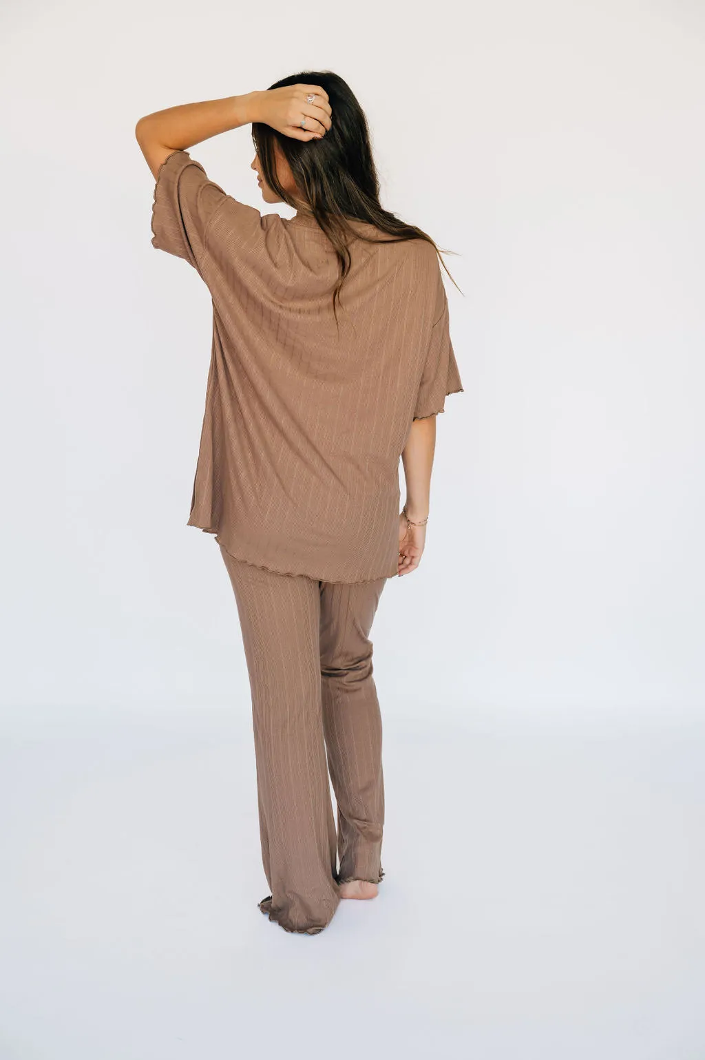 It's a Slay Ribbed Lounge Set - Chestnut