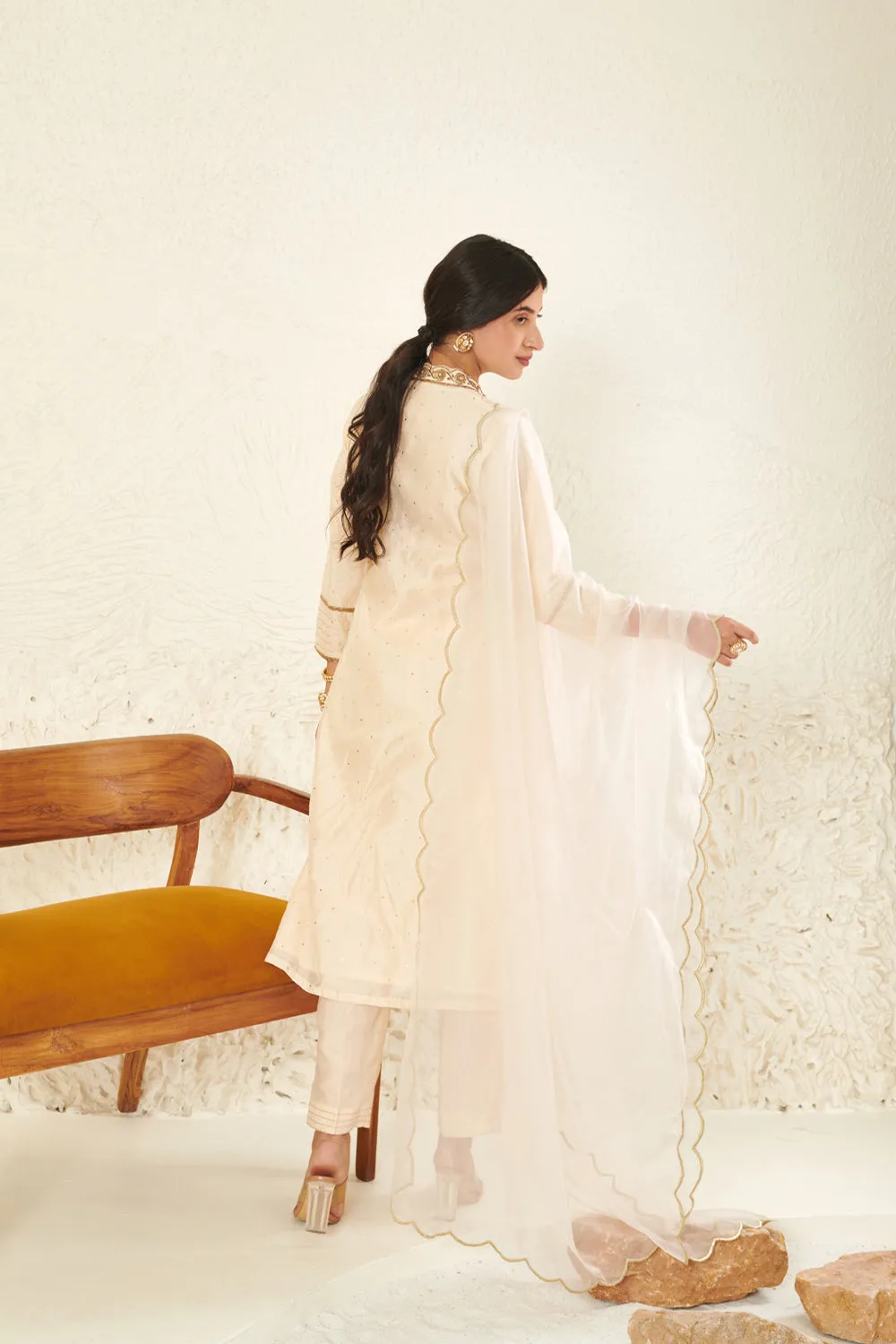 Ivory Embroidered Kurta Set