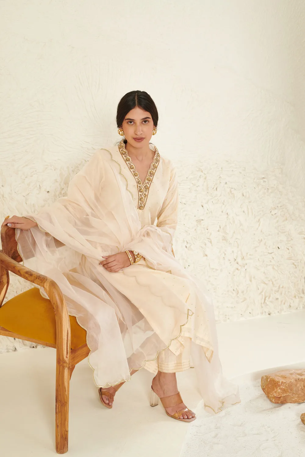 Ivory Embroidered Kurta Set