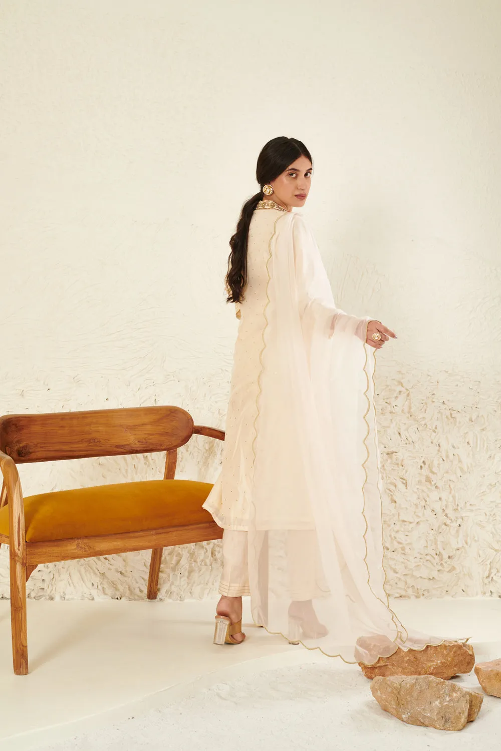 Ivory Embroidered Kurta Set