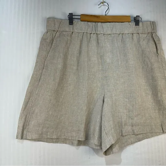 J. Crew New Eames Shorts Beige Size XXL High-Rise Comfort Waistband 0 Linen
