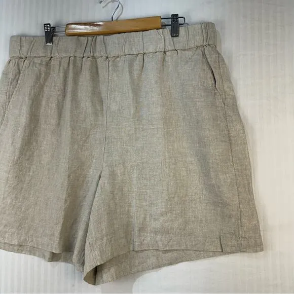 J. Crew New Eames Shorts Beige Size XXL High-Rise Comfort Waistband 0 Linen