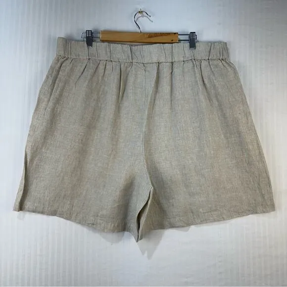 J. Crew New Eames Shorts Beige Size XXL High-Rise Comfort Waistband 0 Linen