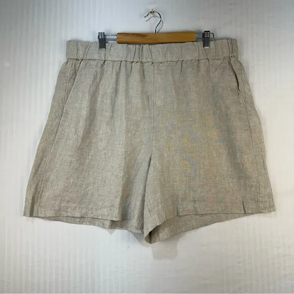 J. Crew New Eames Shorts Beige Size XXL High-Rise Comfort Waistband 0 Linen