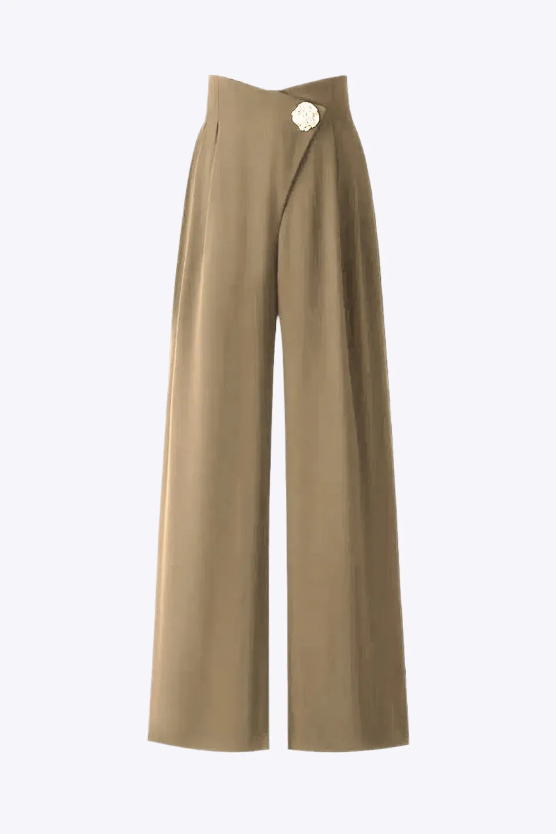 Jacintha - Elegant Metallic Sheen Woman's Wide Leg Trousers