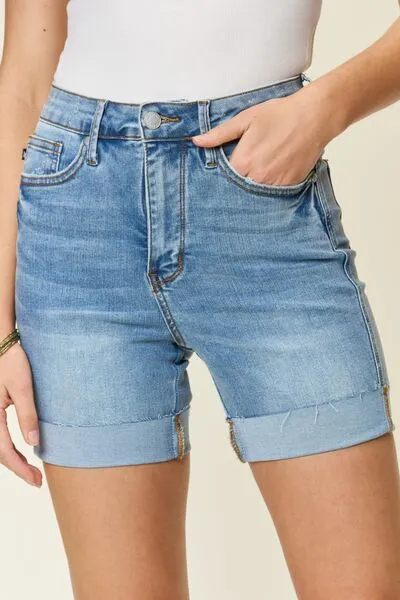 Judy Blue High Waist Tummy Control Cool Denim Shorts (Plus)