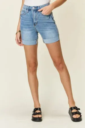 Judy Blue High Waist Tummy Control Cool Denim Shorts (Plus)