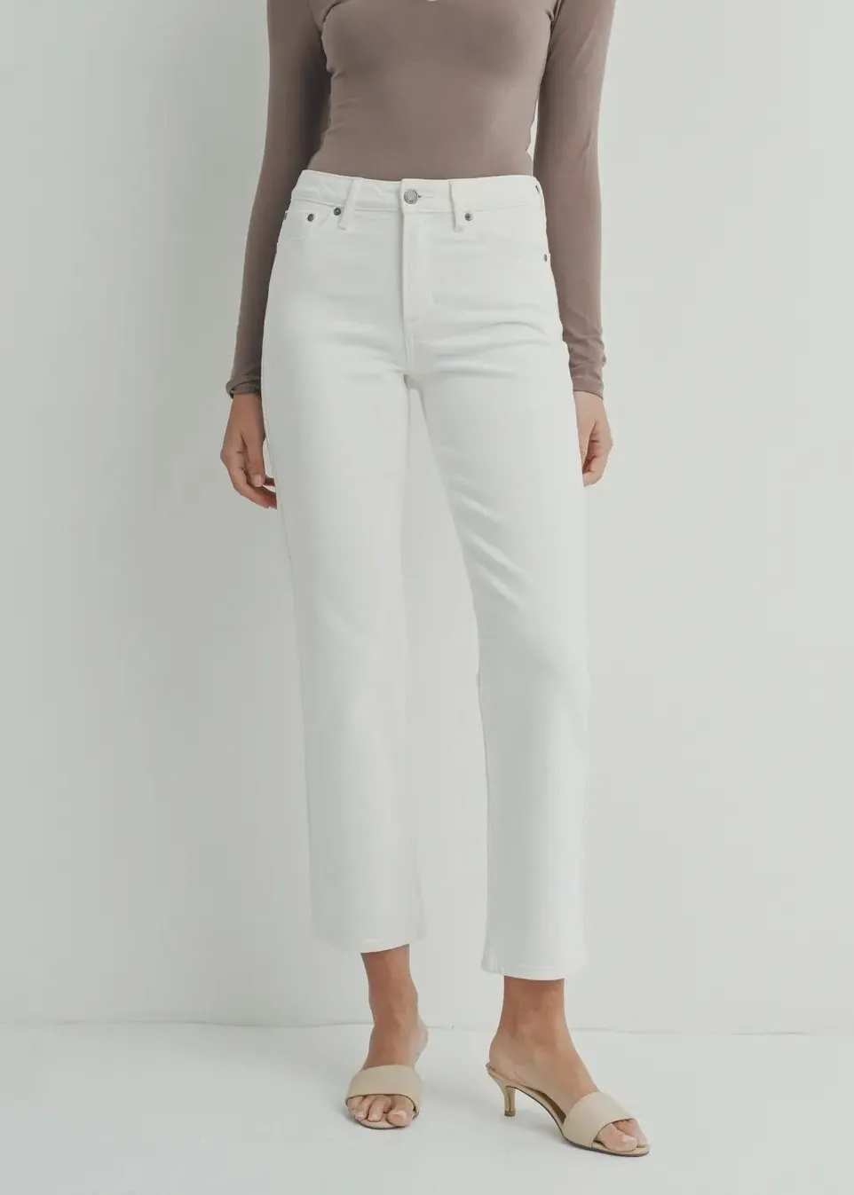 Just Black Denim Cream Straight Leg Jeans