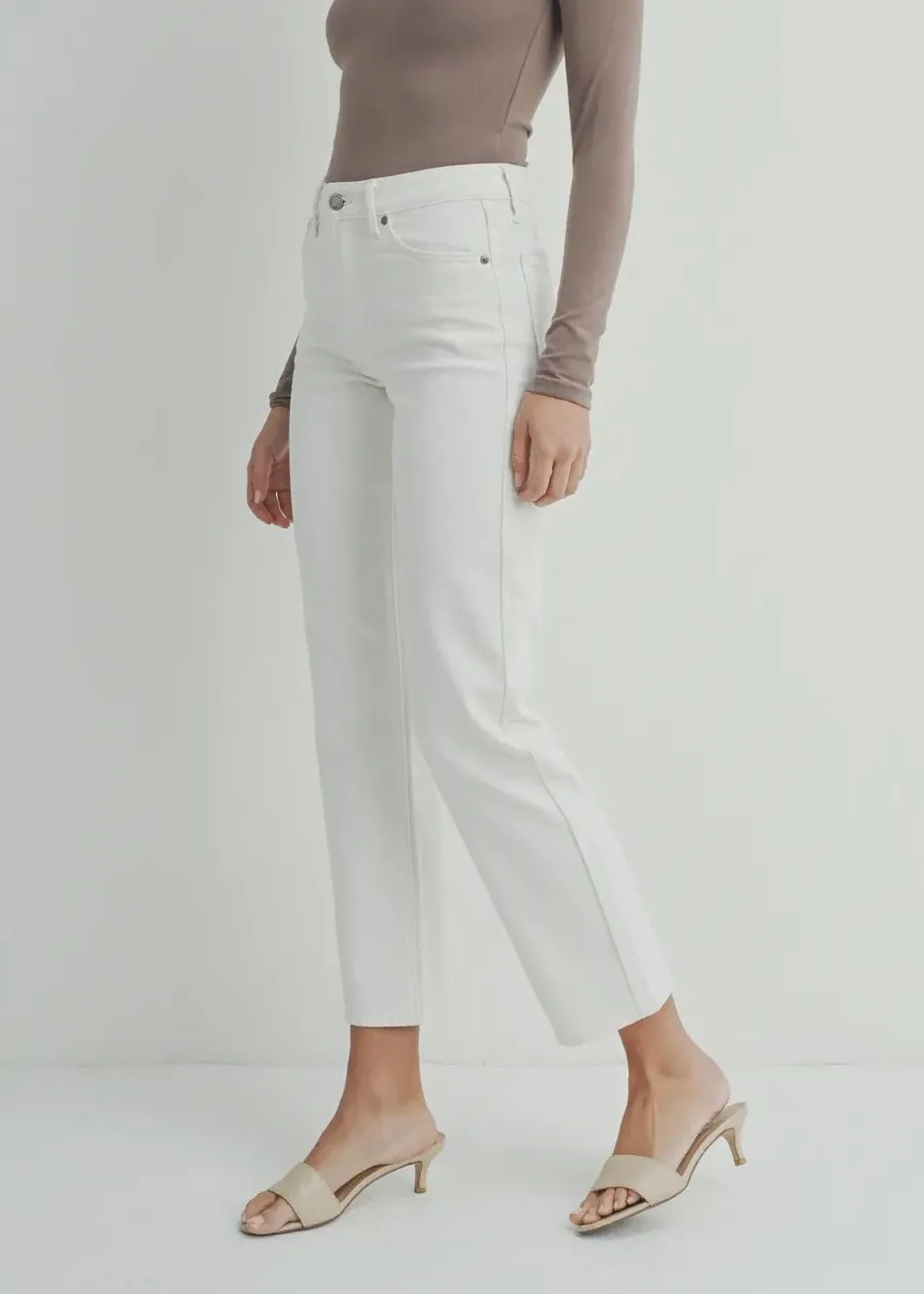 Just Black Denim Cream Straight Leg Jeans