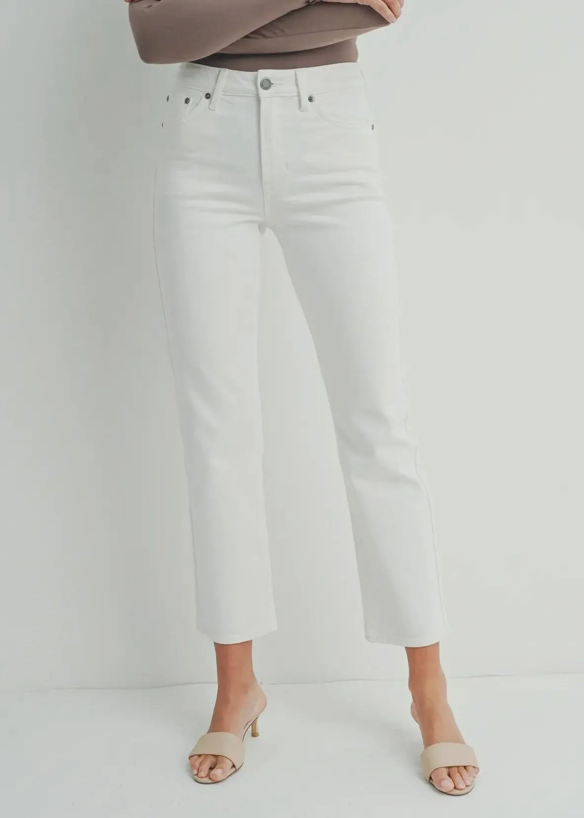 Just Black Denim Cream Straight Leg Jeans