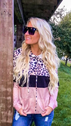 Just One Love Colorblock Leopard Hoodie