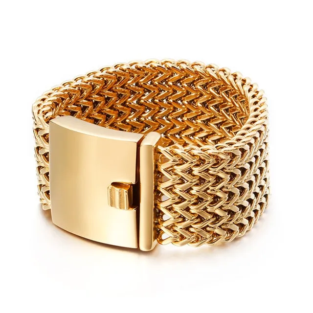 Kalen New Stainless Steel Link Chain Bracelets High Polished Dubai Gold Mesh Bracelets Men Cool Jewelry Accessories Gifts