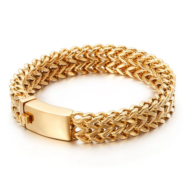Kalen New Stainless Steel Link Chain Bracelets High Polished Dubai Gold Mesh Bracelets Men Cool Jewelry Accessories Gifts
