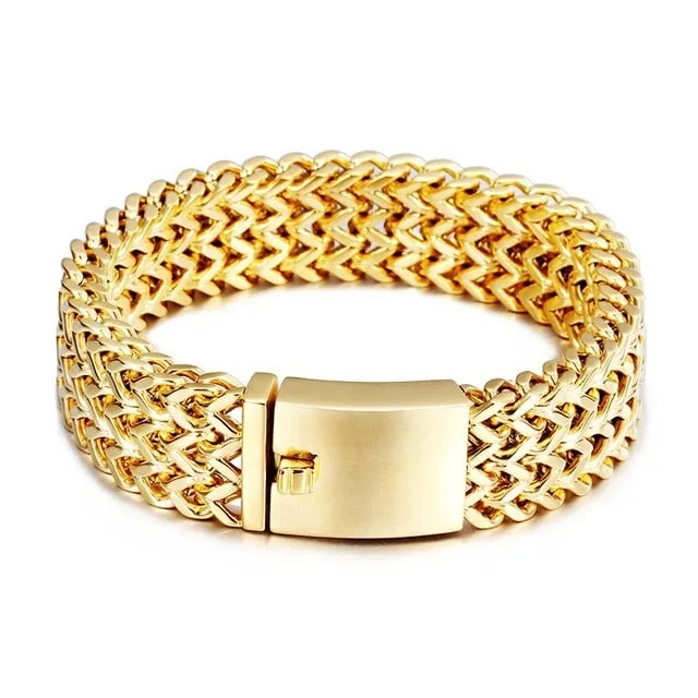 Kalen New Stainless Steel Link Chain Bracelets High Polished Dubai Gold Mesh Bracelets Men Cool Jewelry Accessories Gifts