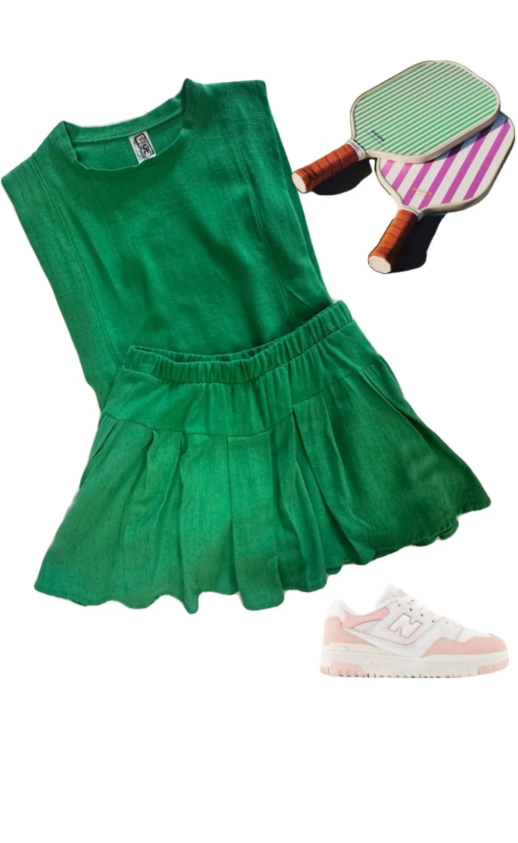 Kelly Green Linen Skort..