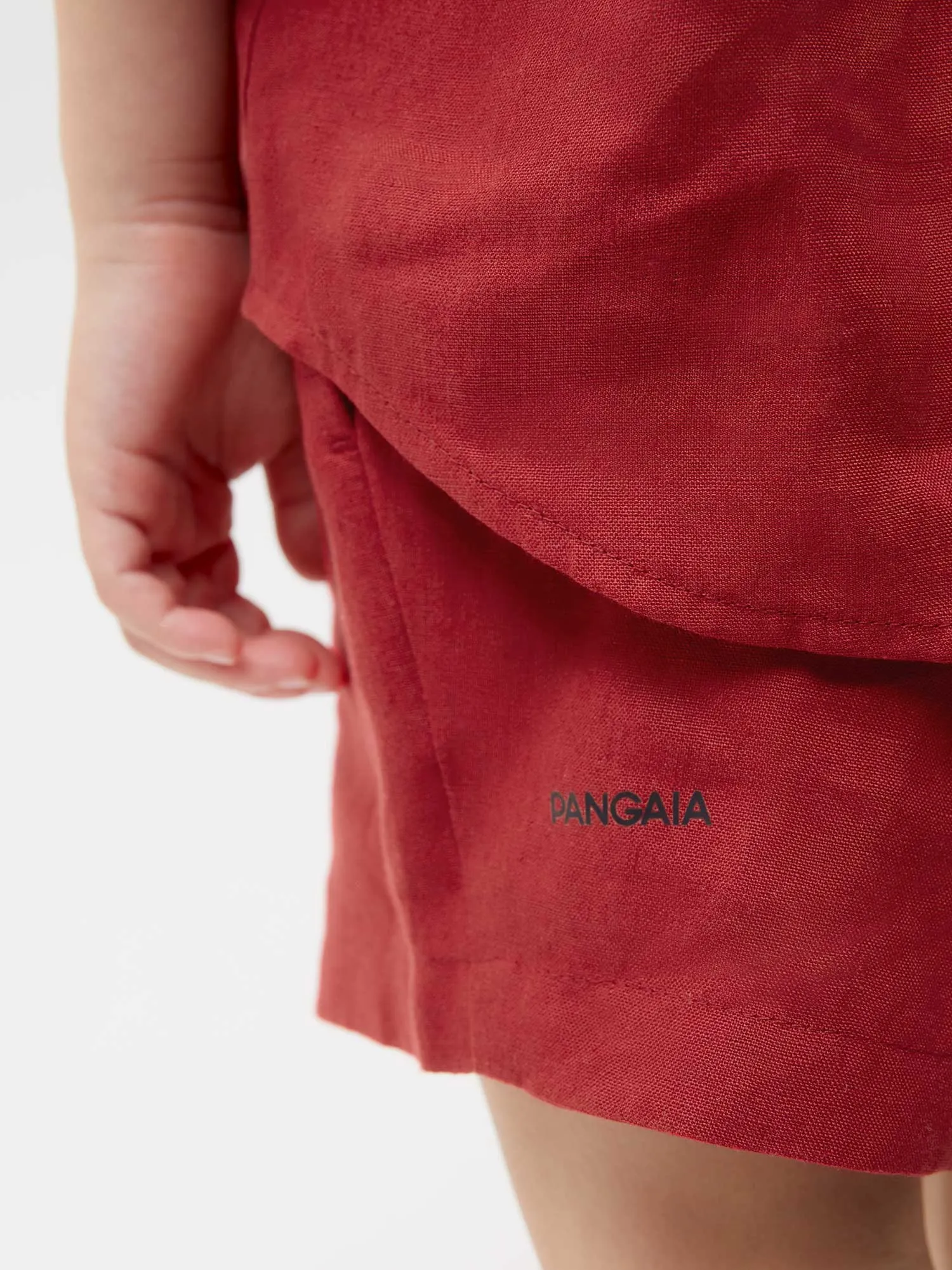 Kids Aloe Linen Shorts—cranberry red