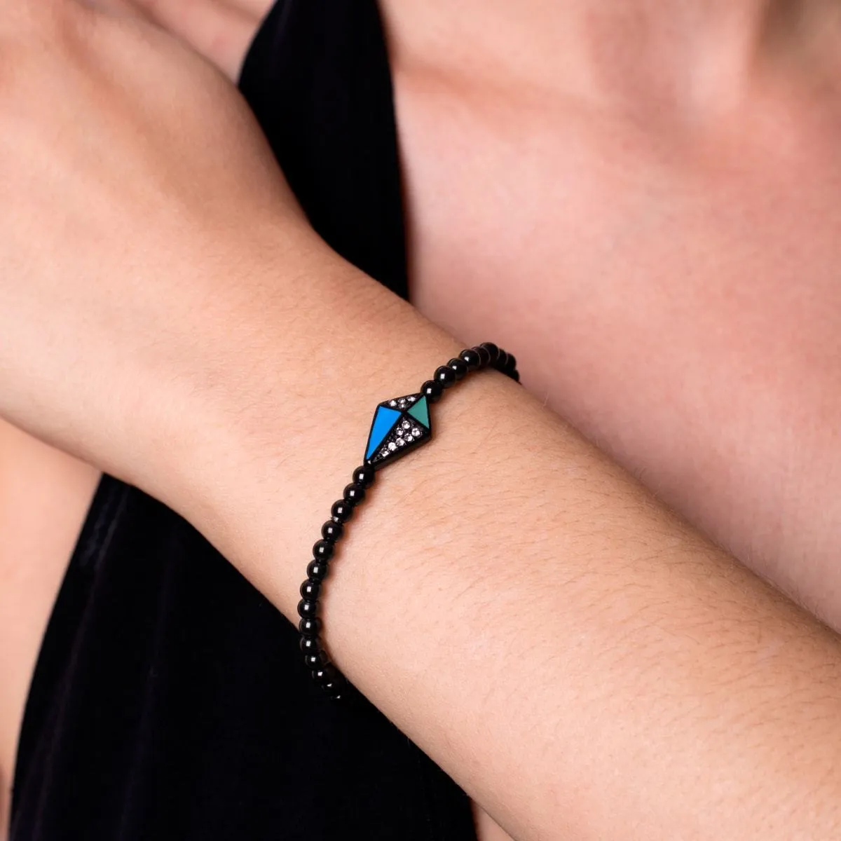Kite | Gunmetal |  Enamel | Crystal Charm Bracelet