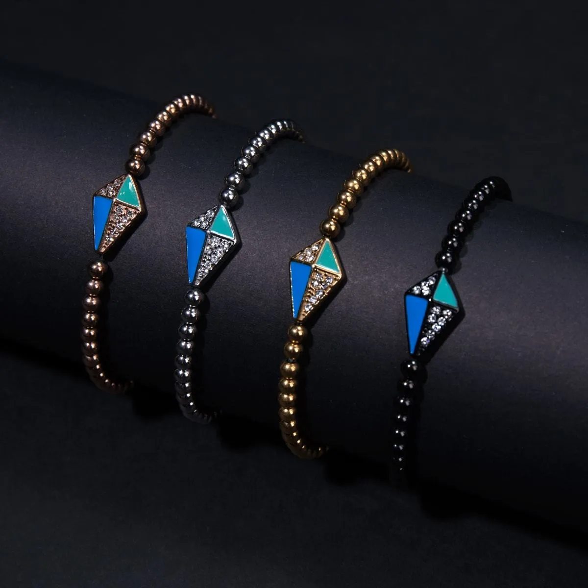 Kite | Gunmetal |  Enamel | Crystal Charm Bracelet