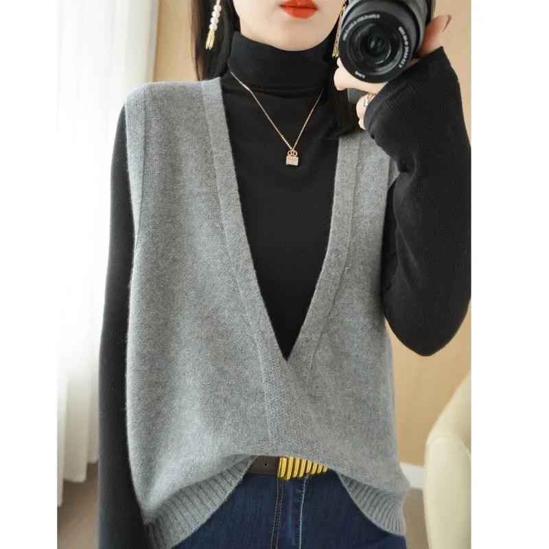 Knitted Pullover Loose Vest Sweater Knitted Vest for Women