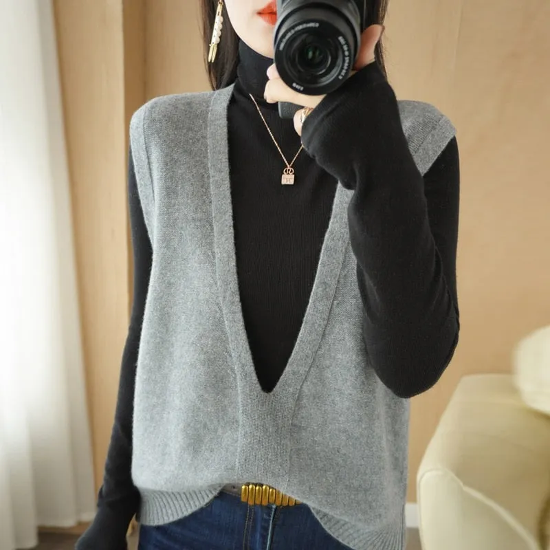 Knitted Pullover Loose Vest Sweater Knitted Vest for Women