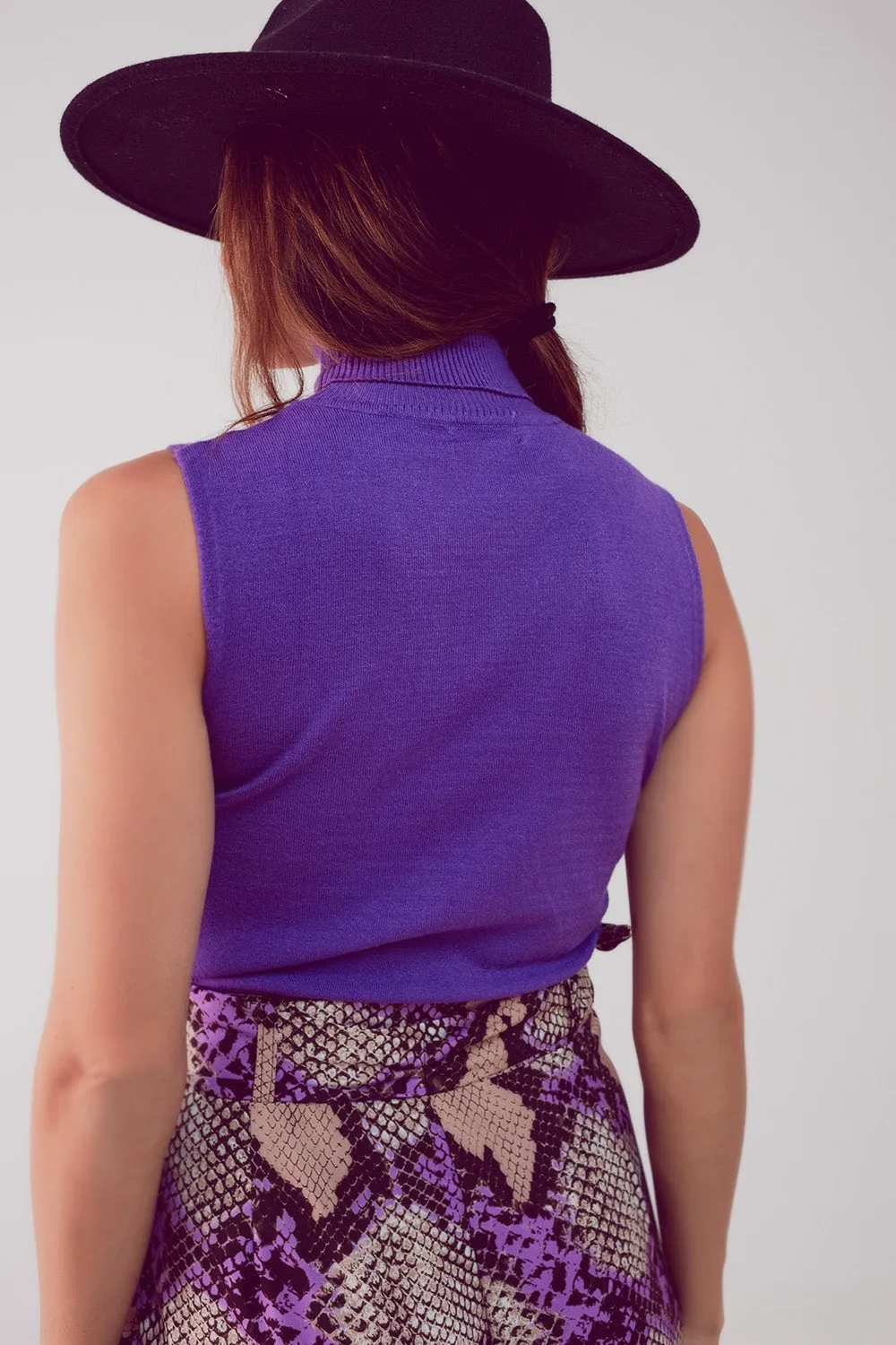 Knitted Tank Jumper in Purple