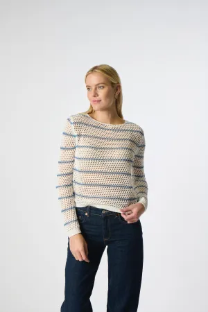 KOKUN-Mesh Stripe Pullover White/Miner