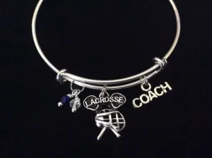 Lacrosse Coach Silver Expandable Adjustable Wire Bangle Bracelet Gift