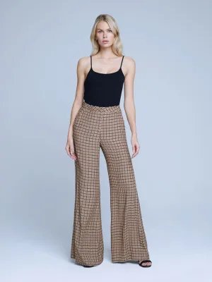 L'Agence - Pilar Wide Leg Pant - Soft Camel Houndstooth