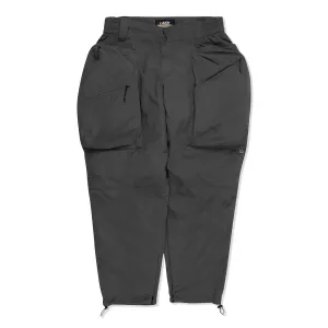 LAKH Men Trapezoid Pockets Utility Pants Grey