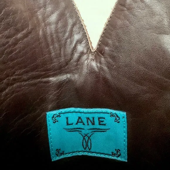 LANE Boots Grace Cross Tall Knee High Pink Brown Leather Cowgirl Western