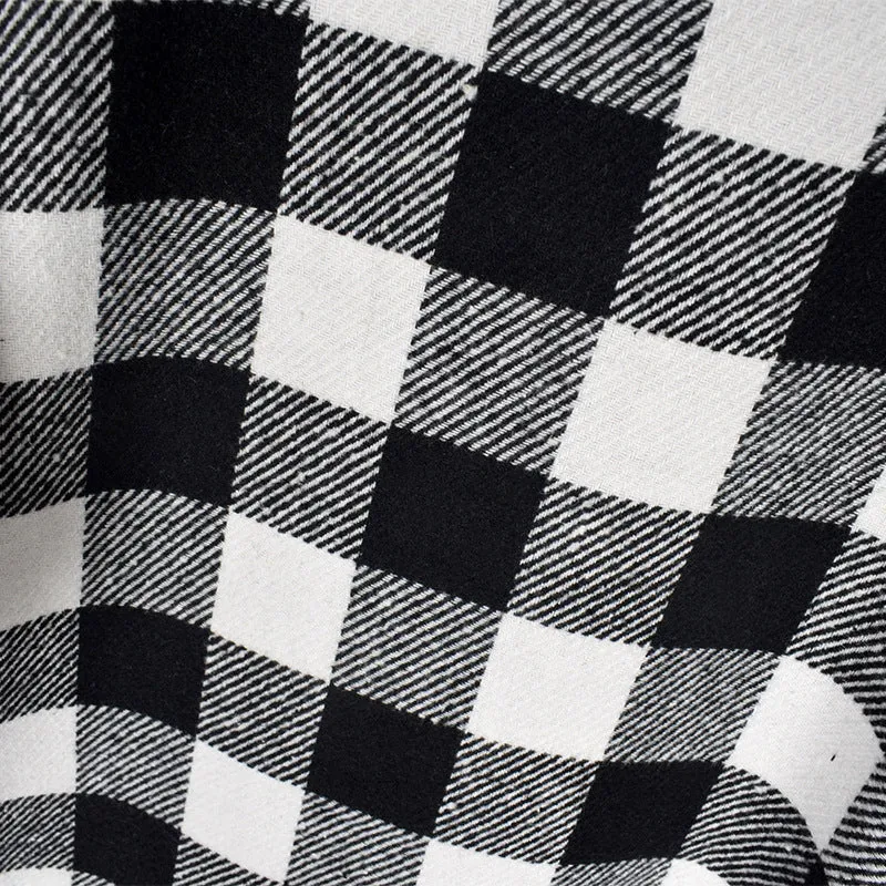 Lantern Sleeve Houndstooth Contrast Mini Dresses