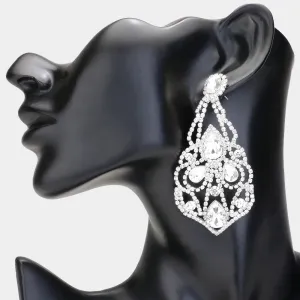 Large Crystal Teardrop Pointed Chandelier Statement Earrings  | Pageant Earrings |  618865