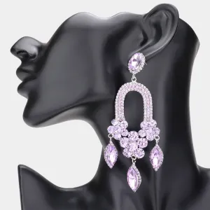 Lavender Triple Marquise Stone Drop Chandelier Pageant Earrings | Prom Earrings |  588740