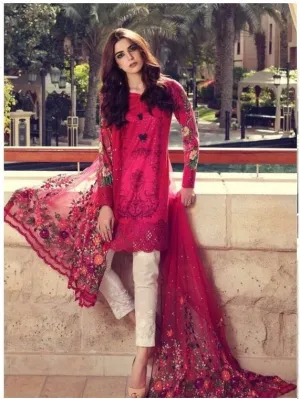 Lawn Dress with Thread Work Sleeves Net Dubatta by Maria. B-L56