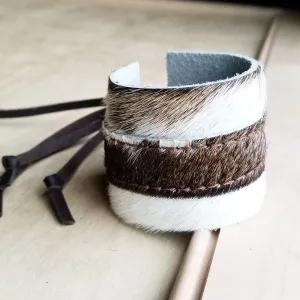 Leather Cuff Adjustable Tie-Hair Light Brindle