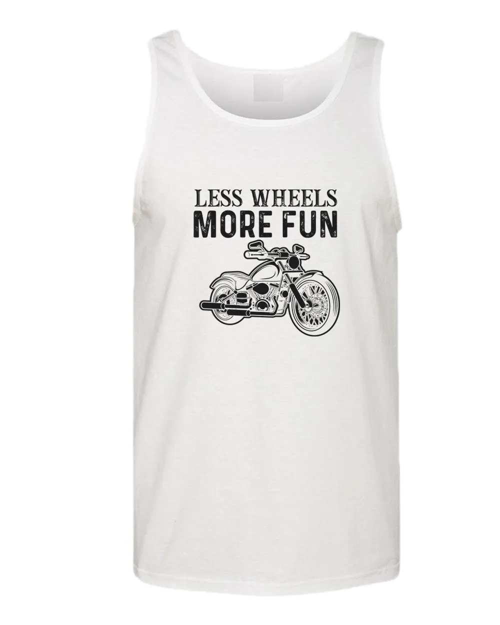 Less wheels more fun rider motorcycle tank top
