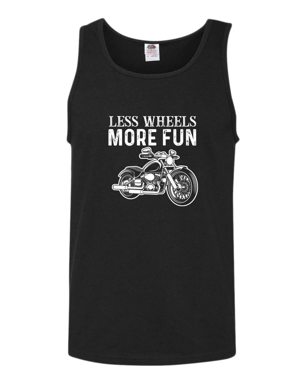 Less wheels more fun rider motorcycle tank top