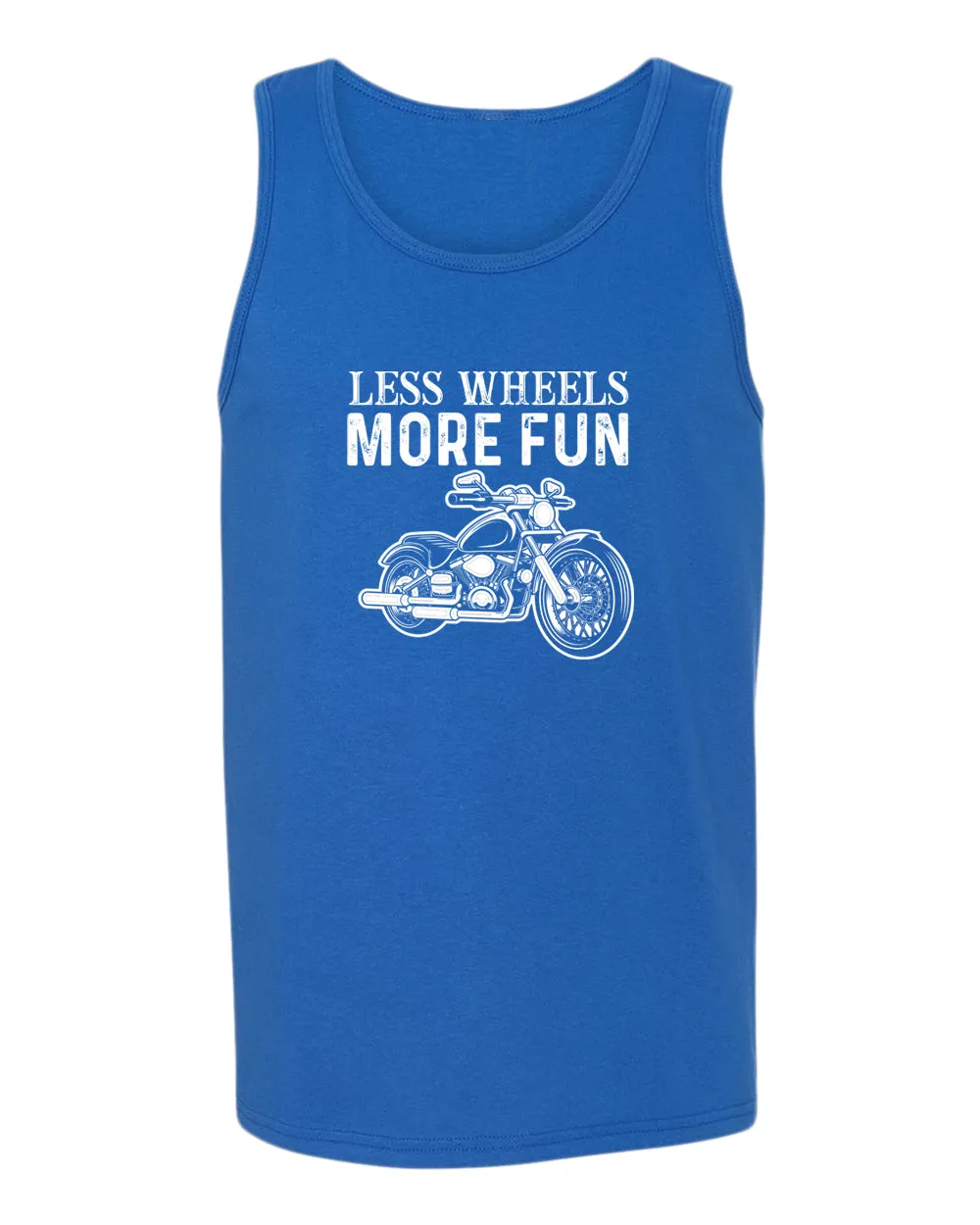 Less wheels more fun rider motorcycle tank top