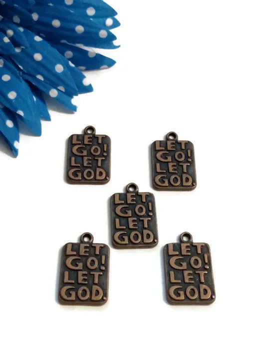 Let Go Let God Pendant Charms Red Copper